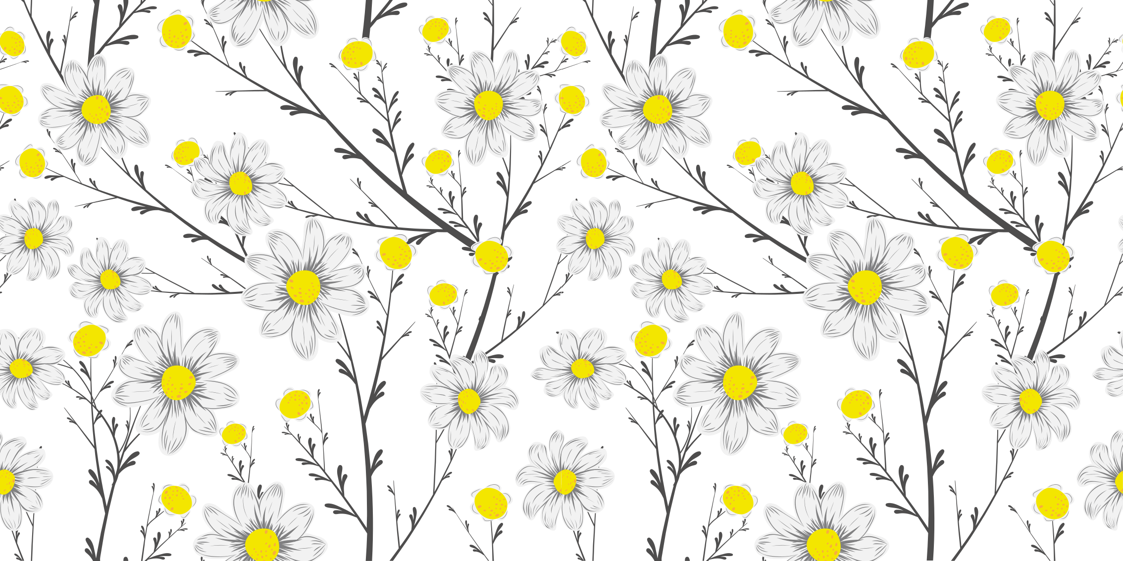 Yellow floral pattern floral vinyl rug - TenStickers