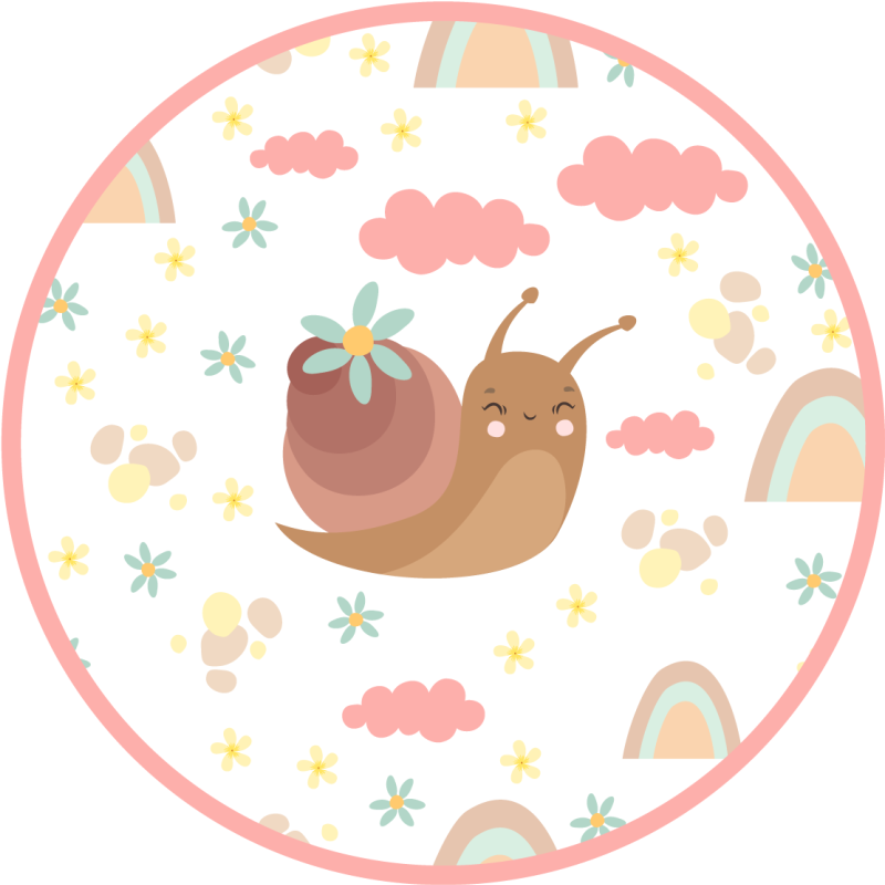 Cheerful Snail Illustration nursery vinyl rug - TenStickers