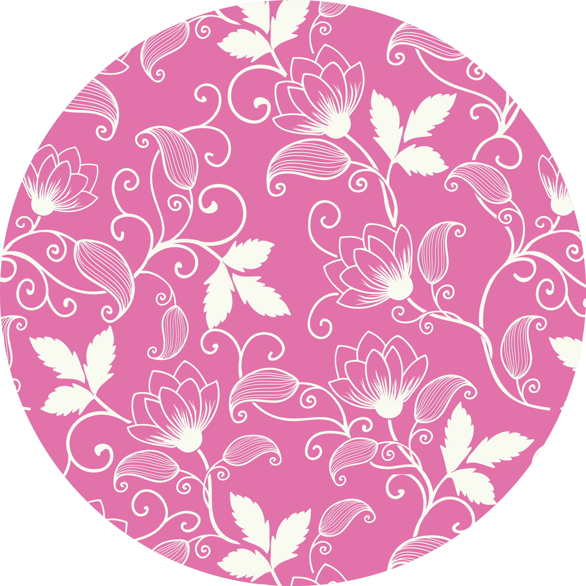 Pink Flower Spirals floral vinyl rug - TenStickers