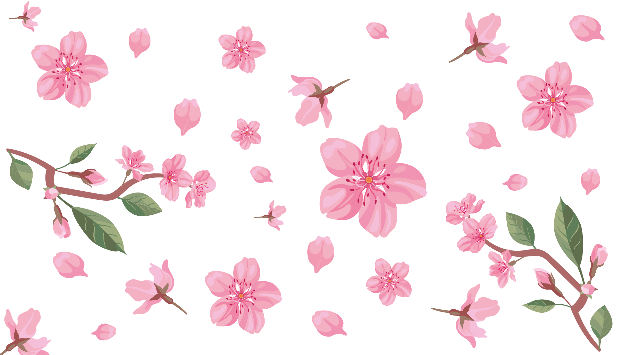 Pink Blossom Motif floral vinyl rug - TenStickers