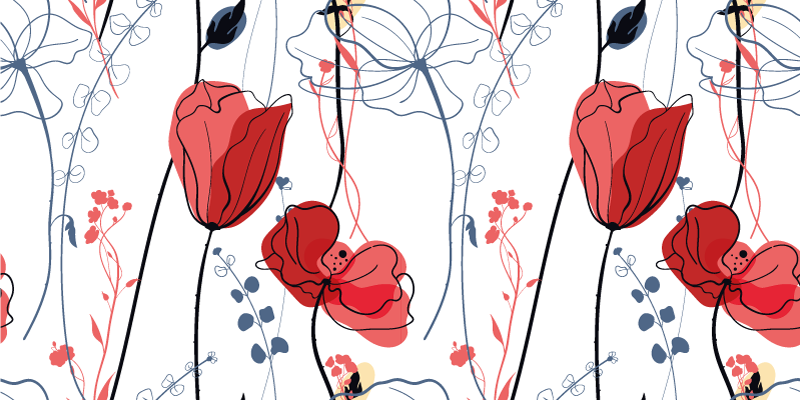 Crimson Blossom Grace floral vinyl rug - TenStickers