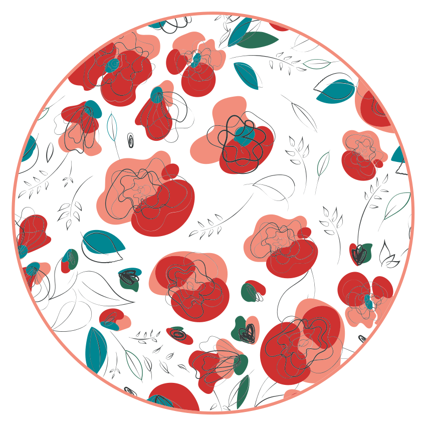 Thriving Botanical Component floral vinyl rug - TenStickers