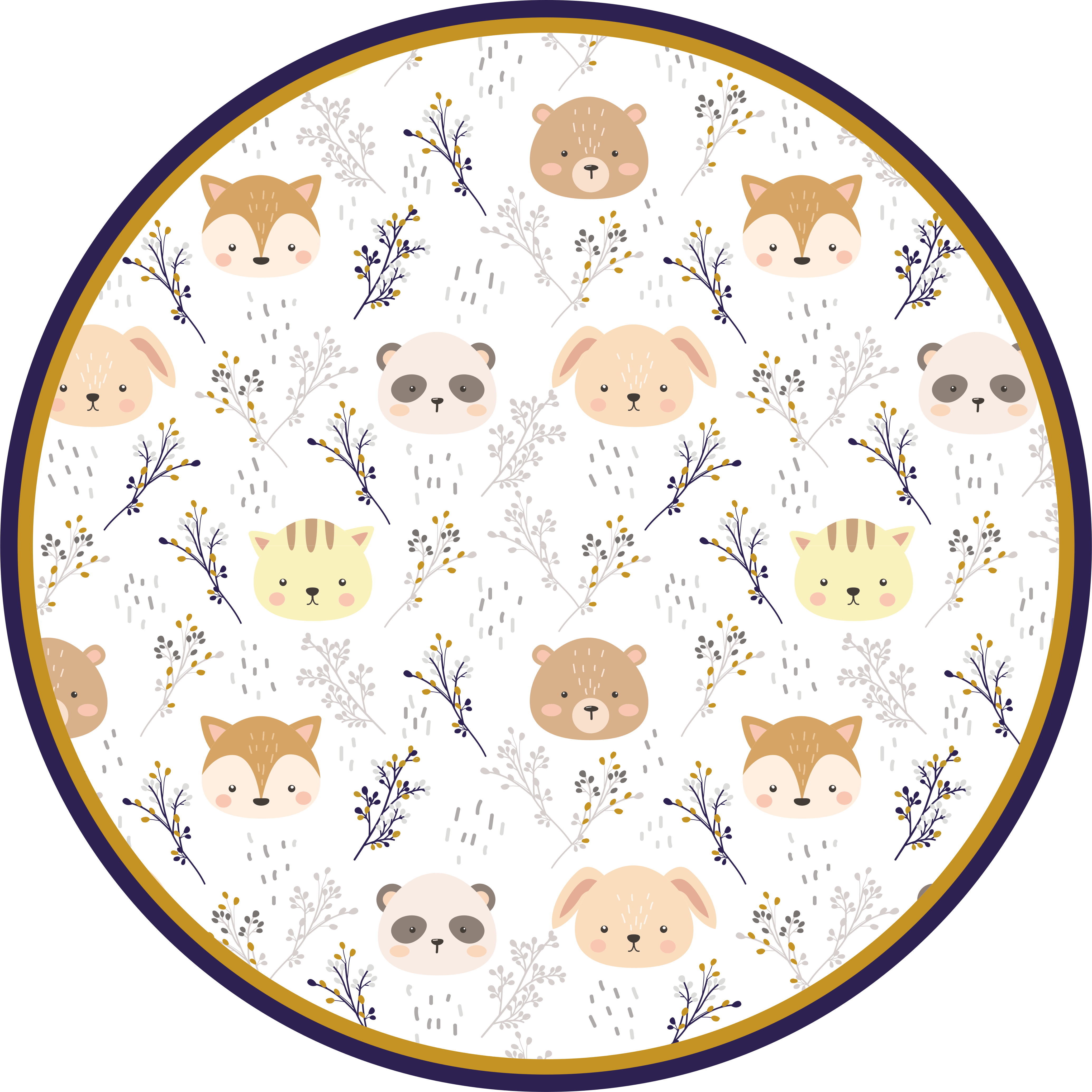 Waving panda and bears  animal rug - TenStickers