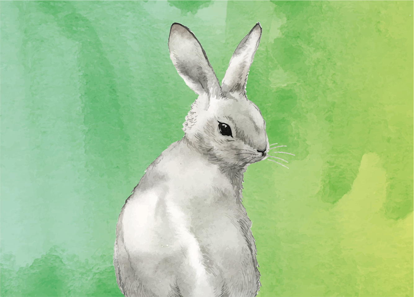 Rabbit green background animal vinyl rug - TenStickers