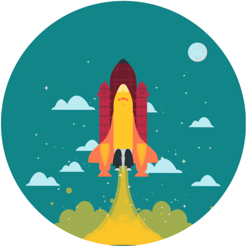Cartoon rocket launching to space star rug - TenStickers