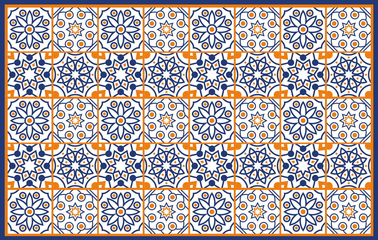 Vibrant blue pattern tile vinyl rug - TenStickers