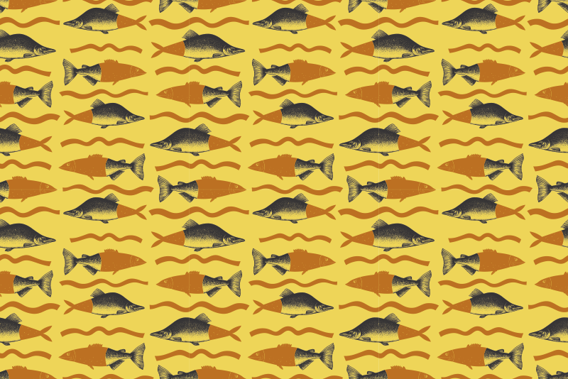 Yellow fish motif animal vinyl rug - TenStickers