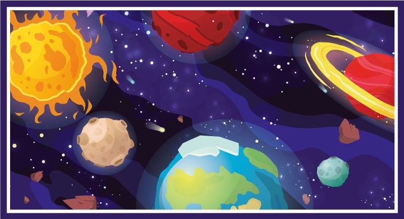 Cosmic Exploration Scene star vinyl rug - TenStickers