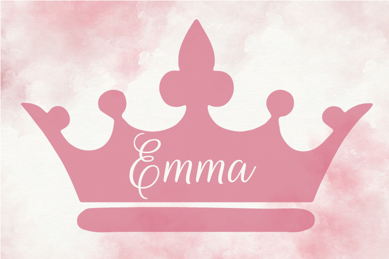 Pink crown with name kids vinyl rug - TenStickers