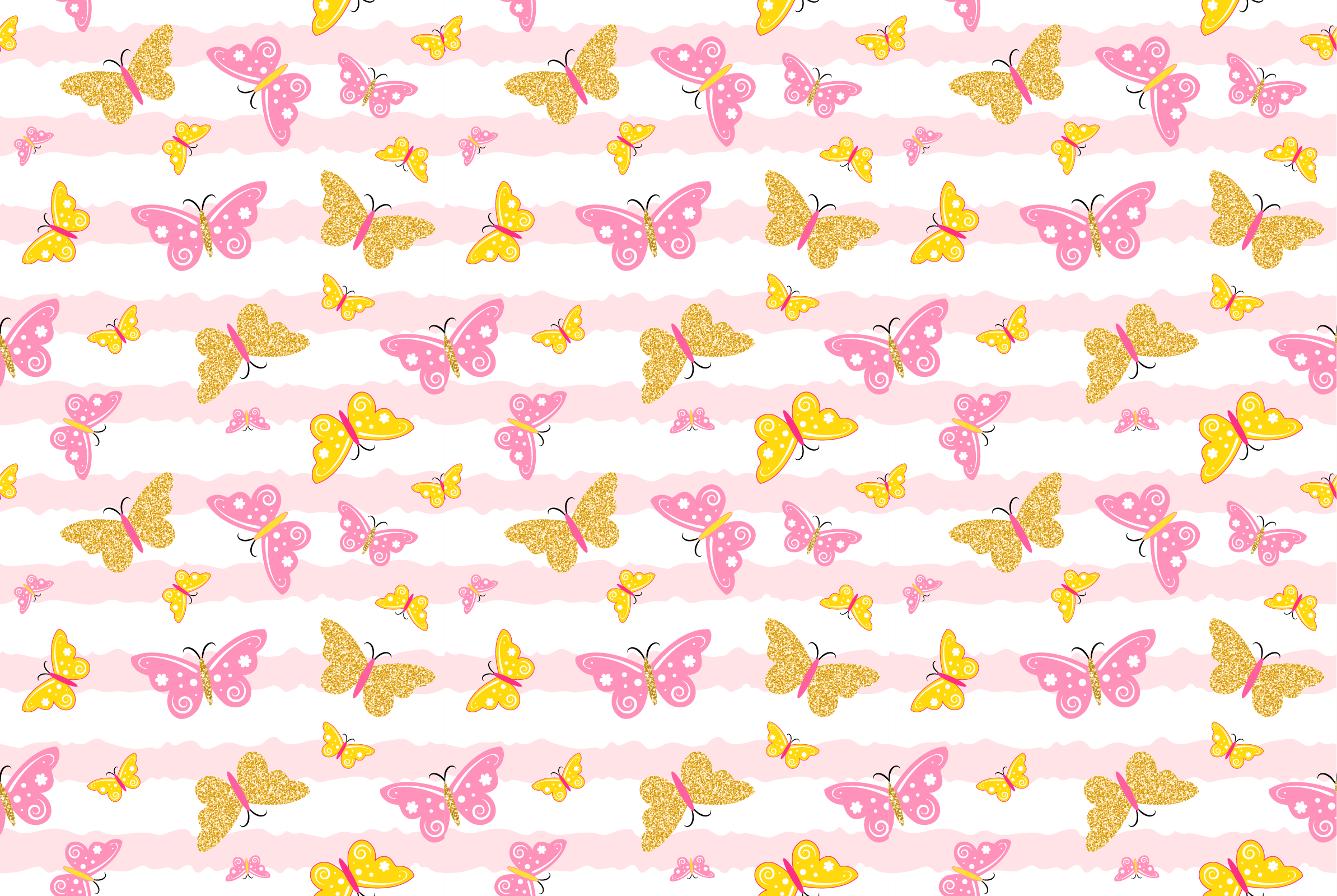 Pink and yellow butterflies kids vinyl rug - TenStickers