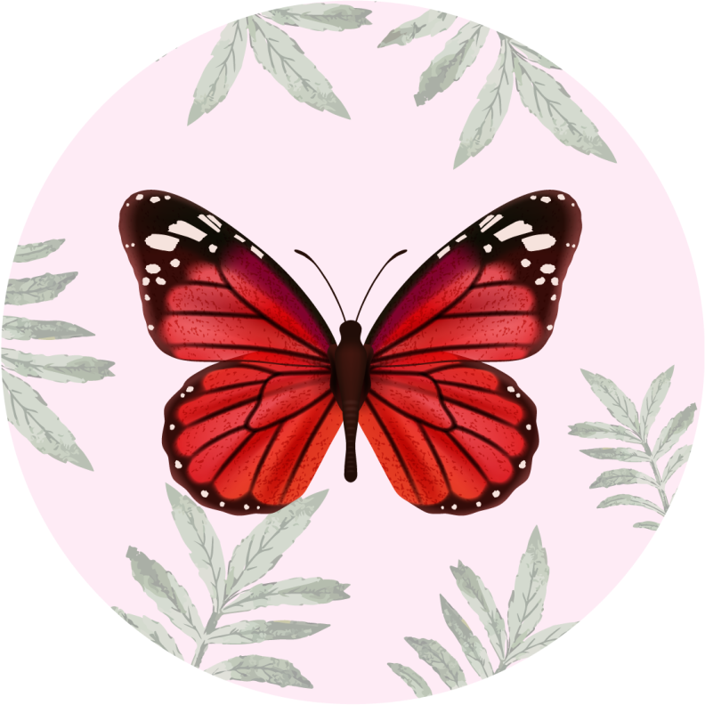 Elegant red butterfly design circular rug - TenStickers