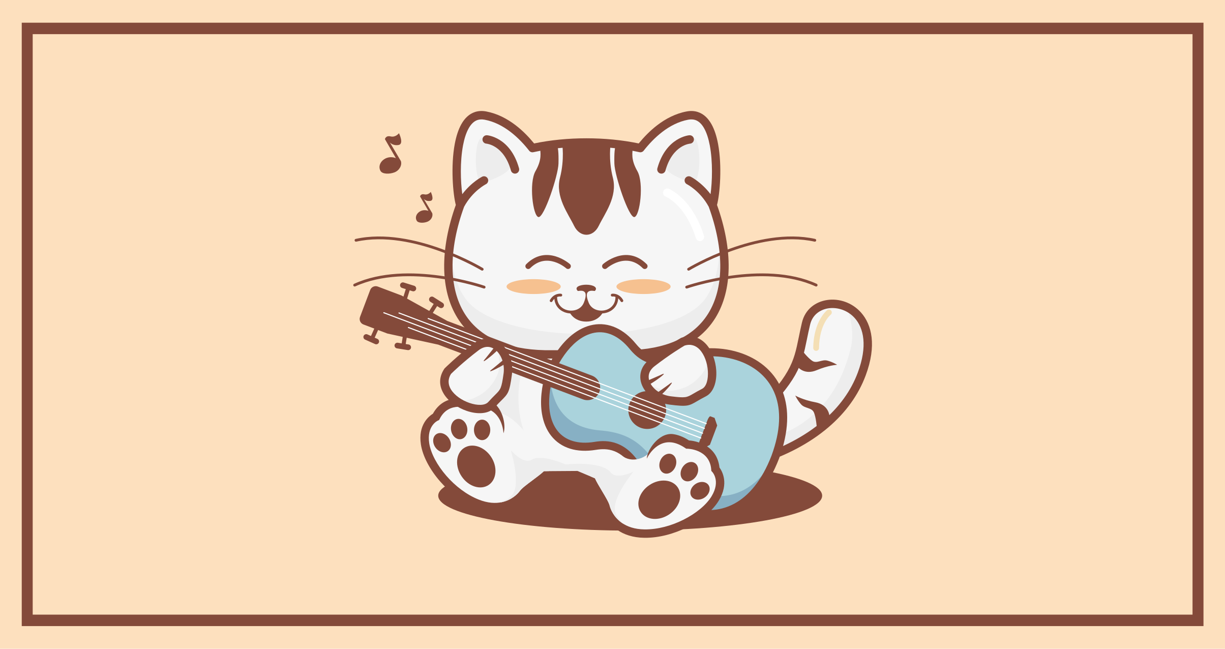 Happy cat musician animal vinyl rug - TenStickers