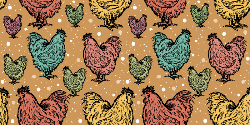 Charming Rooster Patterns animal vinyl rug - TenStickers