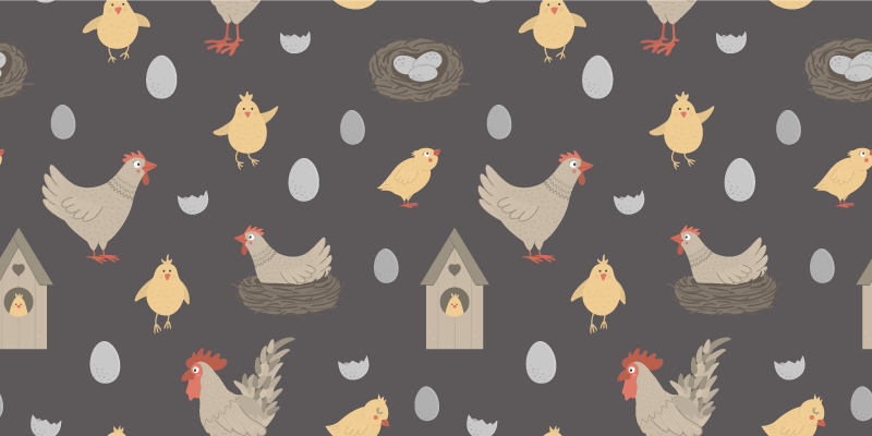 CHICKENS AND NESTS PATTERN nursery vinyl rug - TenStickers