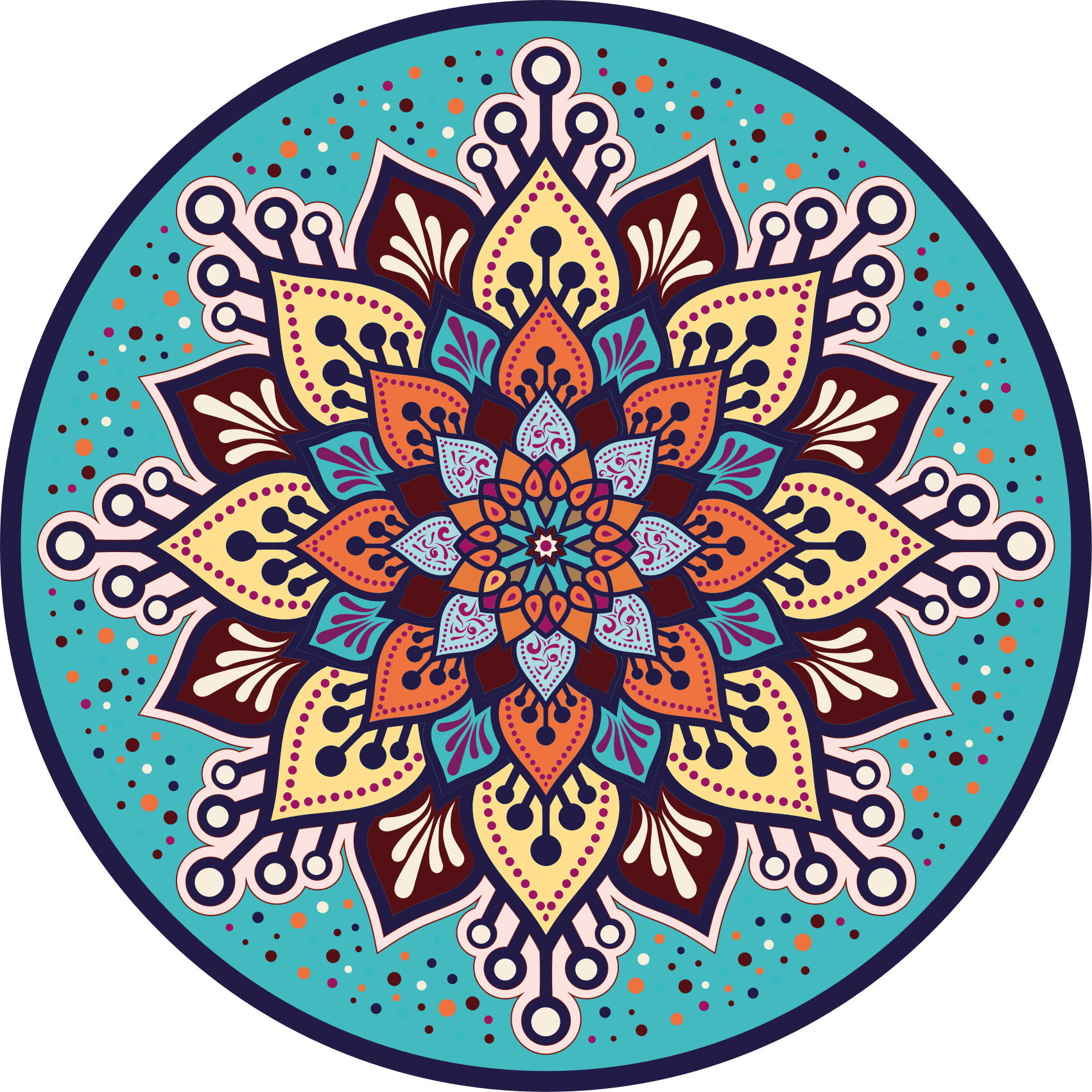 Arte colorido en círculo mandala vinyl rug - TenStickers