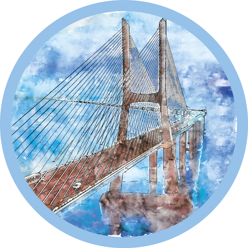 Bridges Over Water circular vinyl rug - TenStickers
