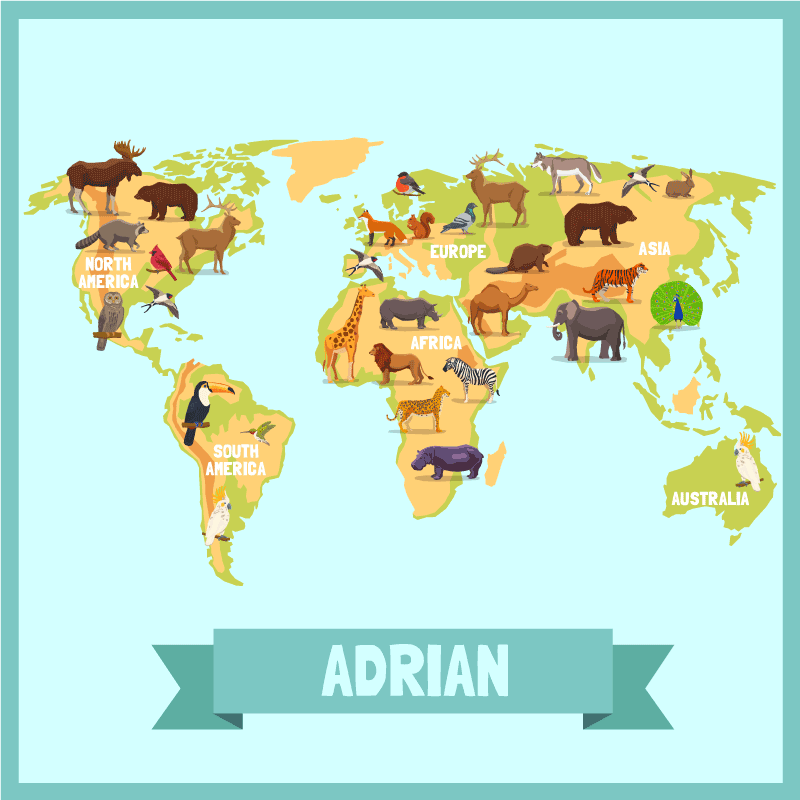 Fauna design with name custom vinyl rug - TenStickers