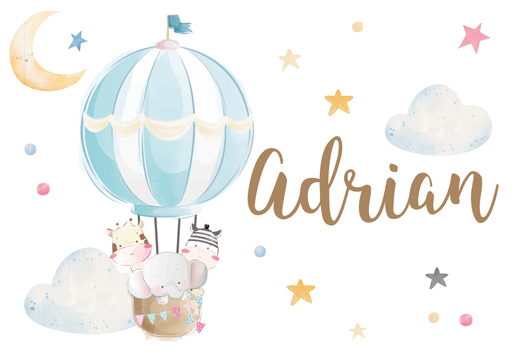 Three animals on balloons with stars custom mat - TenStickers