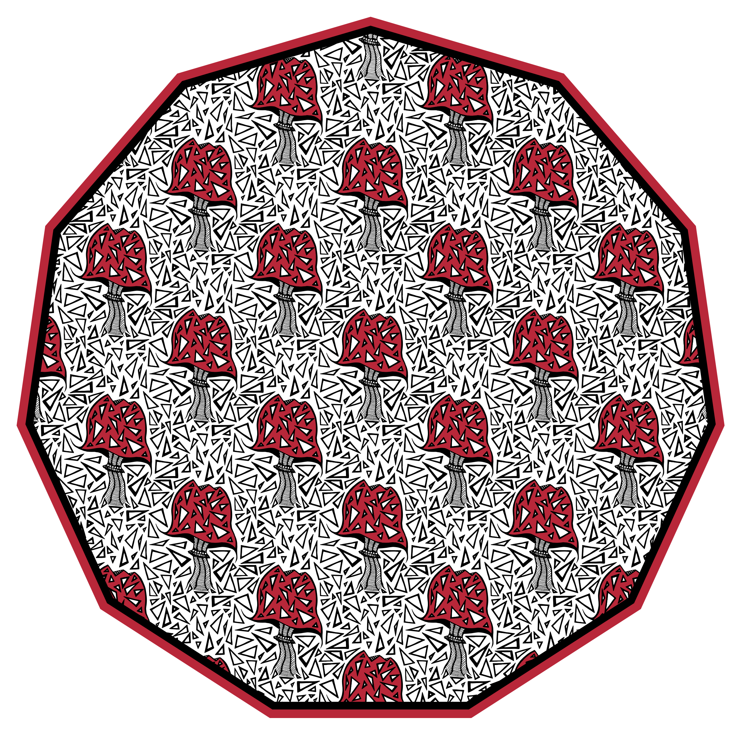 Pattern zentangle mushrooms kitchen floor tiles - TenStickers