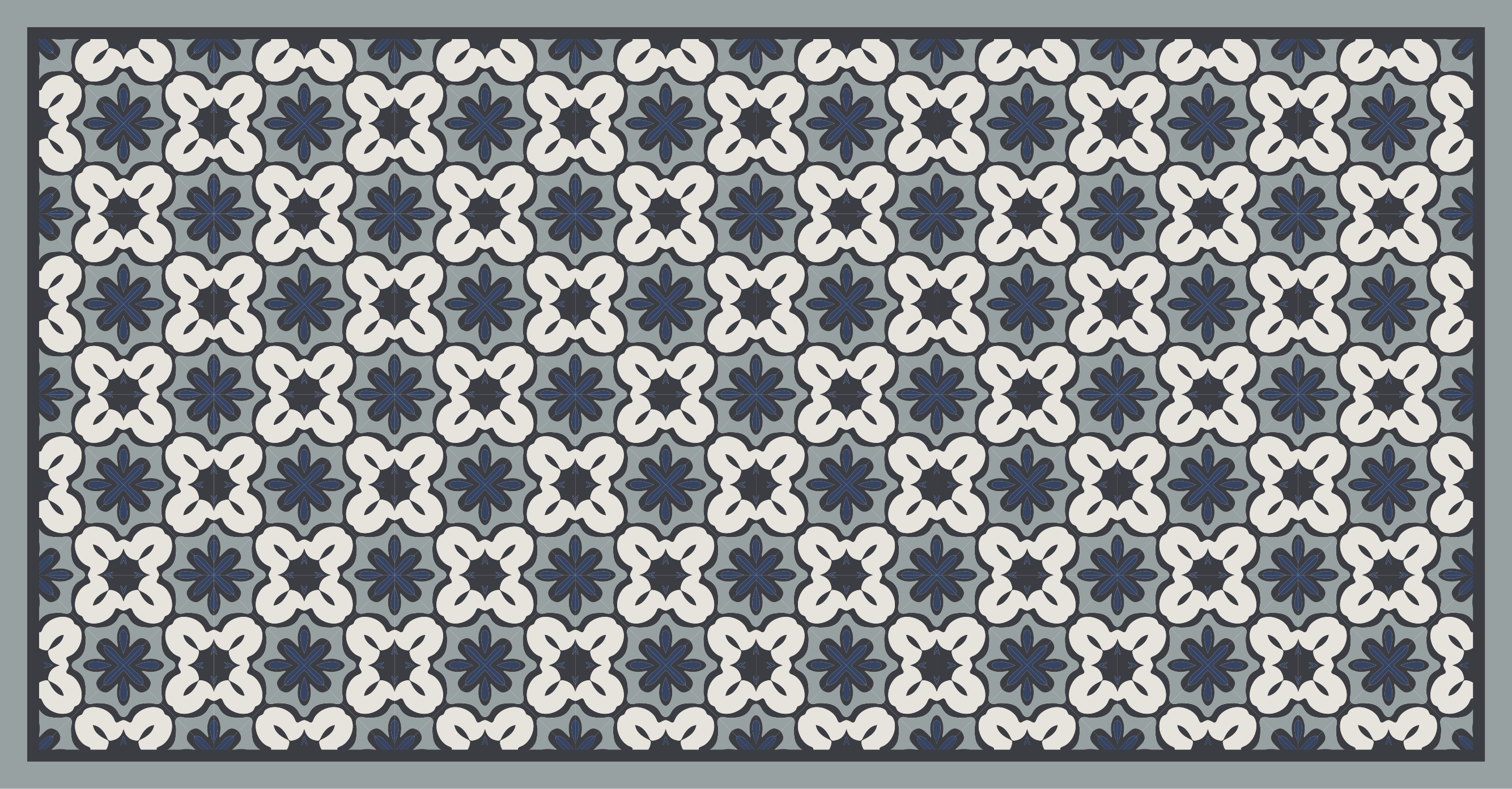 Grey classic arrangement mosaic vinyl rug - TenStickers