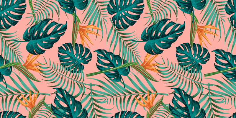 Nature vinyl rug tropical leaf design - TenStickers
