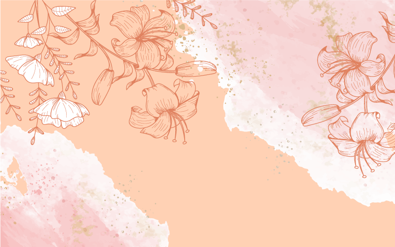 Watercolor flowers with orange pink floral rug - TenStickers