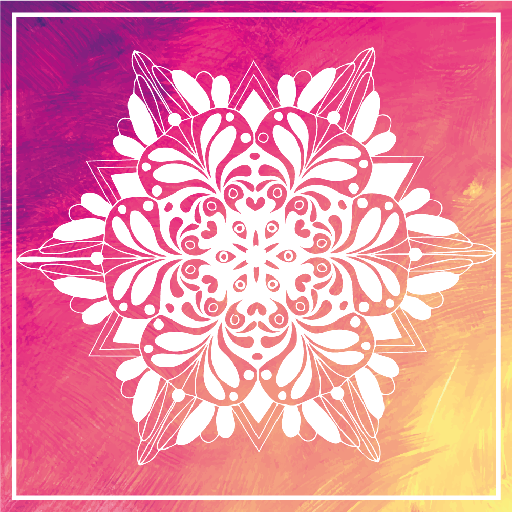 Elaborate Botanical Arrangement mandala vinyl rug - TenStickers