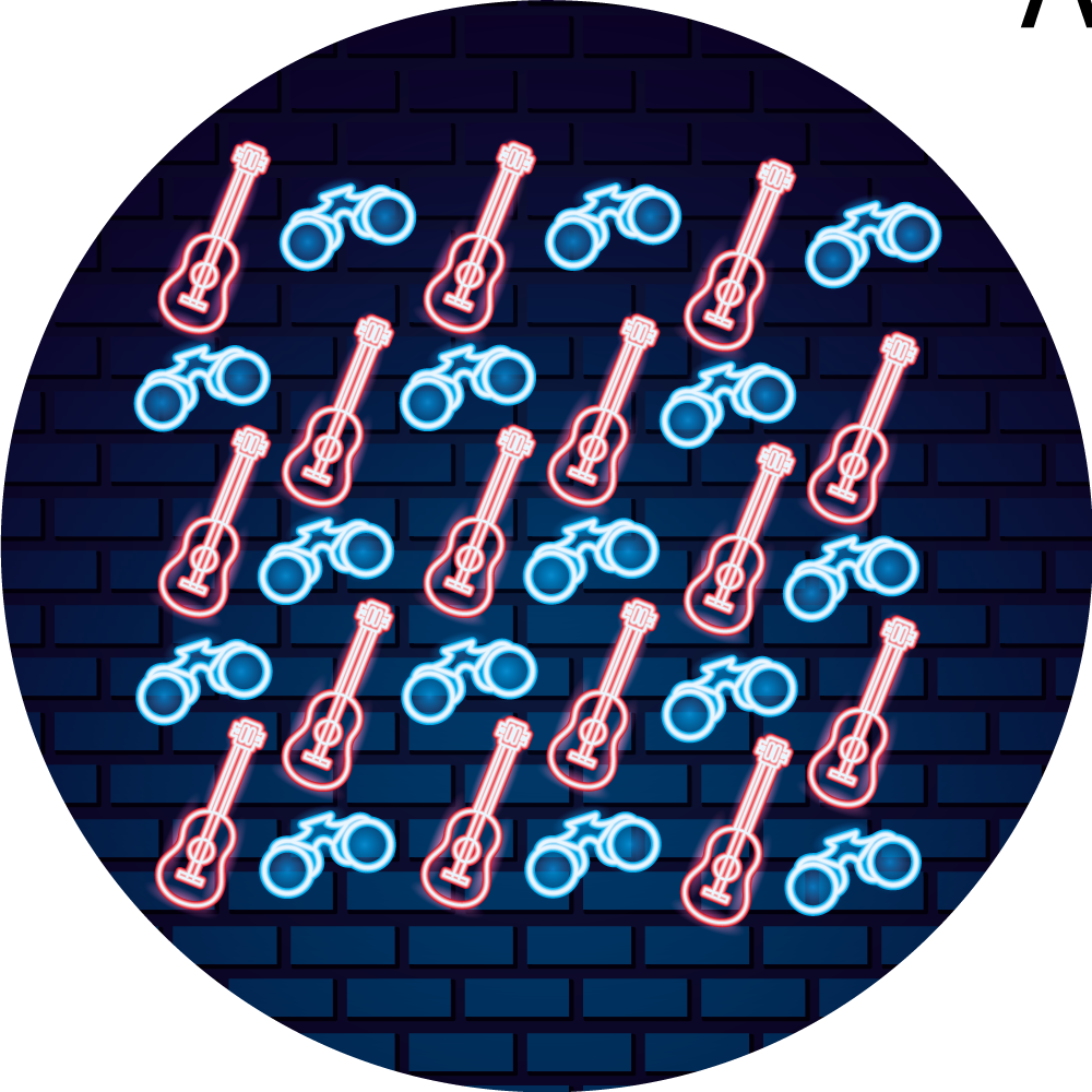 Neon Musical Patterns teen vinyl rug - TenStickers