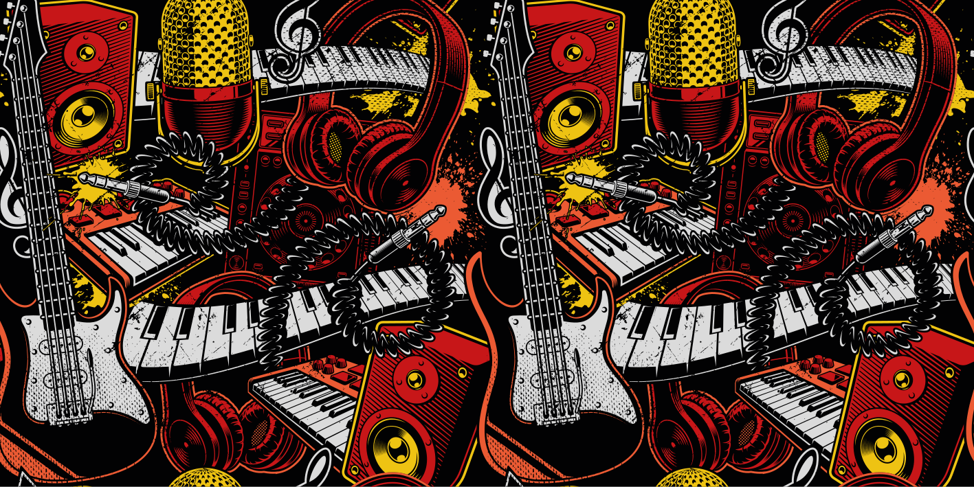 Kids vinyl rug musical instruments showcase - TenStickers