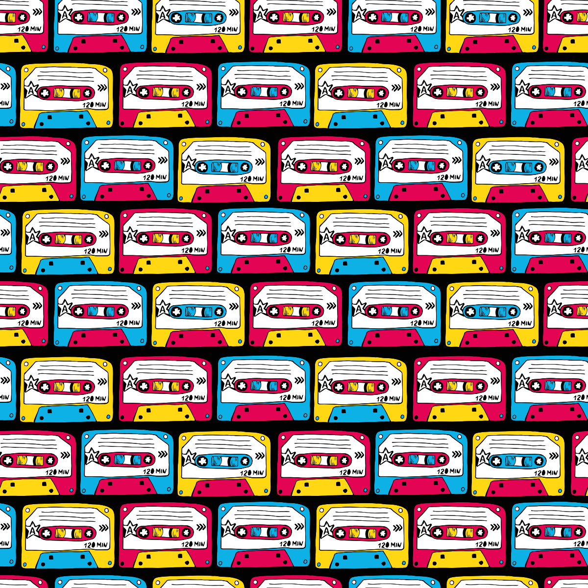 Textured vinyl rug retro audio cassettes design - TenStickers