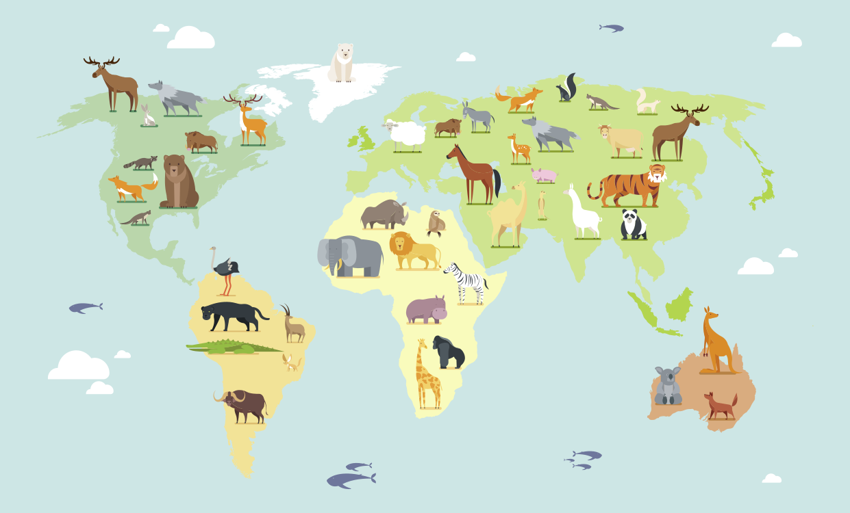 Childish style  world map vinyl rug - TenStickers