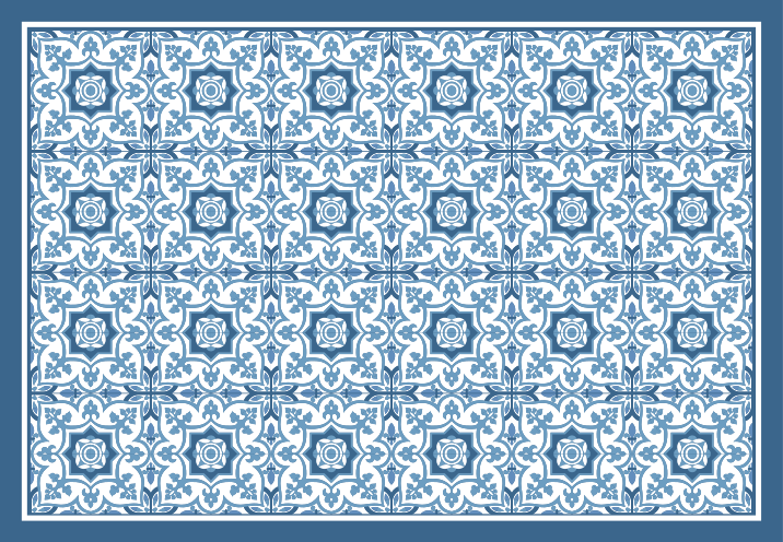 Blue patterned mosaic tile vinyl rug - TenStickers