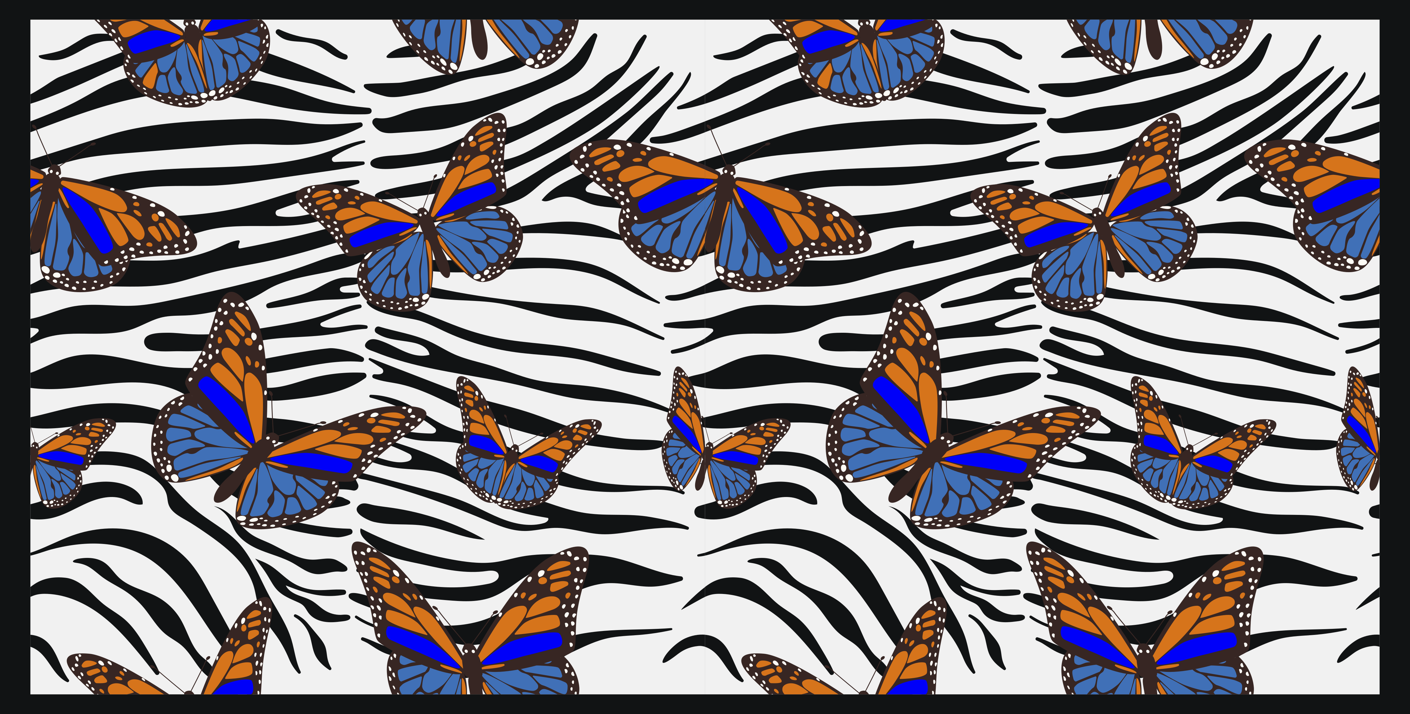 Butterflies on Zebra animal print vinyl rug - TenStickers