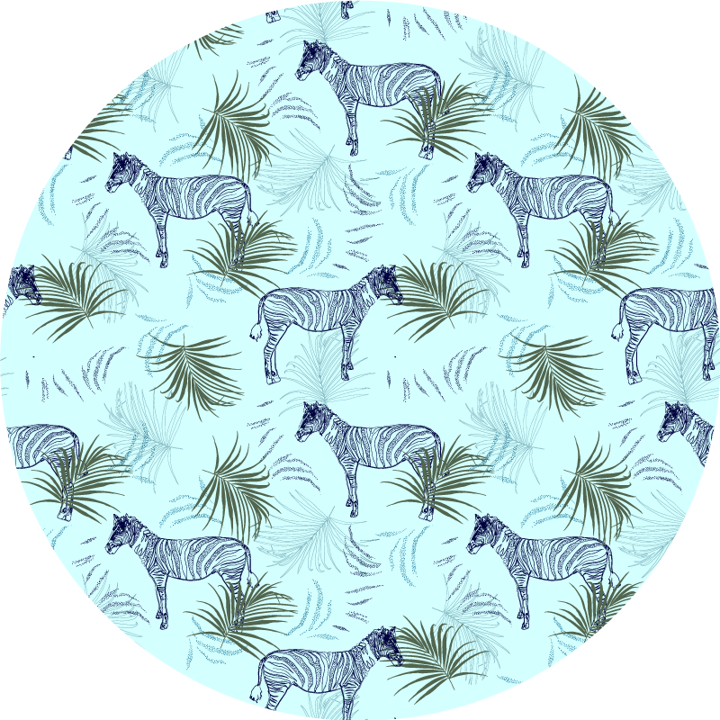 Animal vinyl rug zebra and leaves - TenStickers