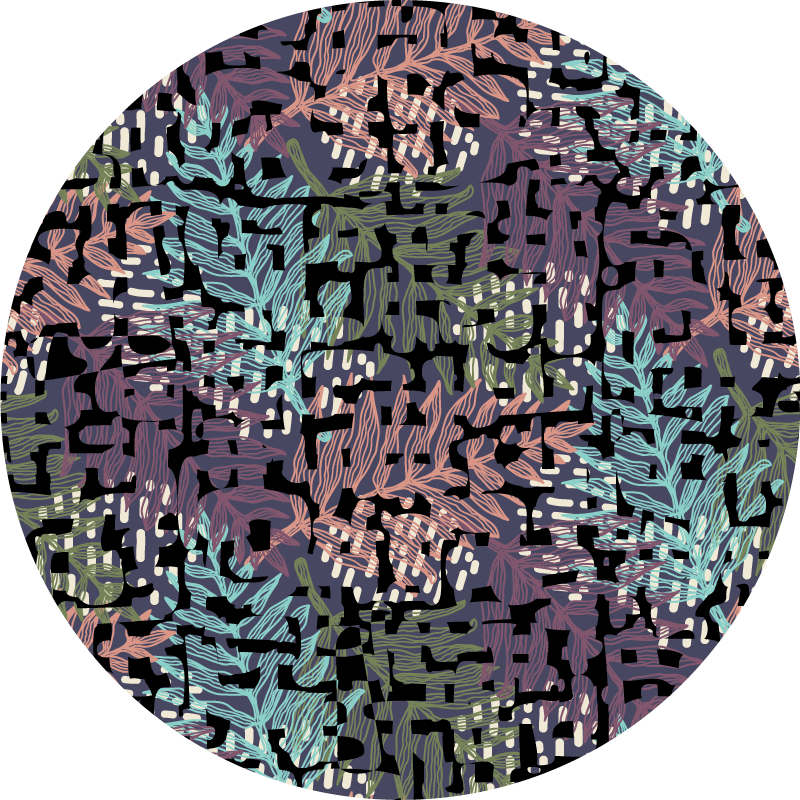 Leafy botanical elements floral vinyl rug - TenStickers