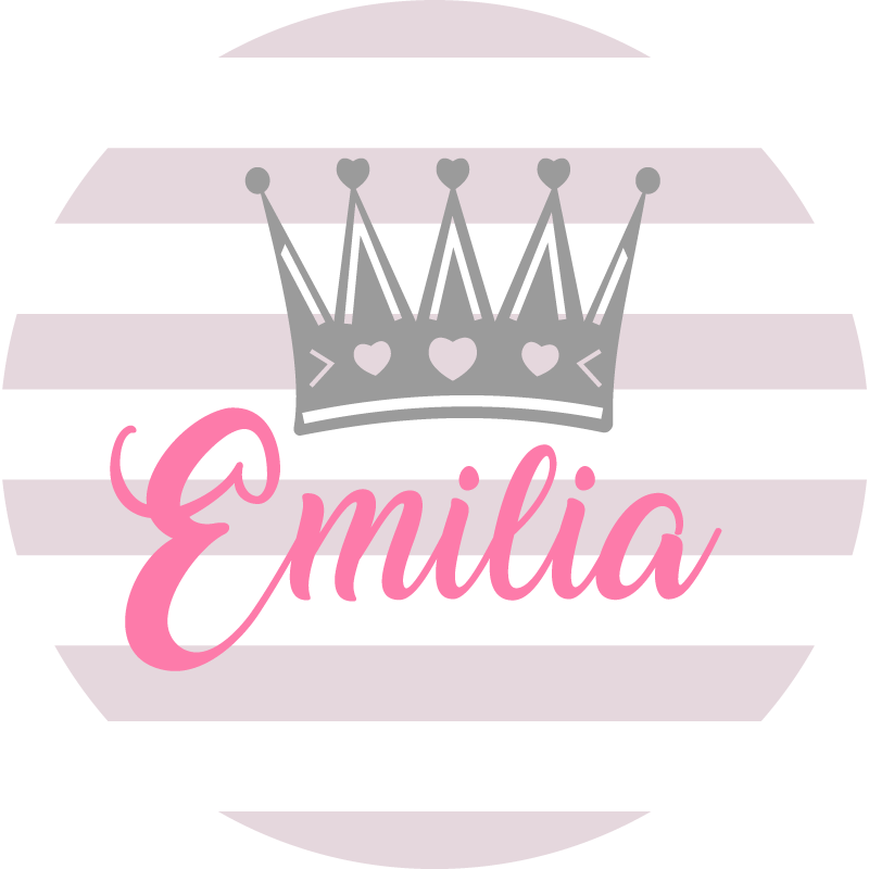 Silver crown with pink name personalised mat - TenStickers