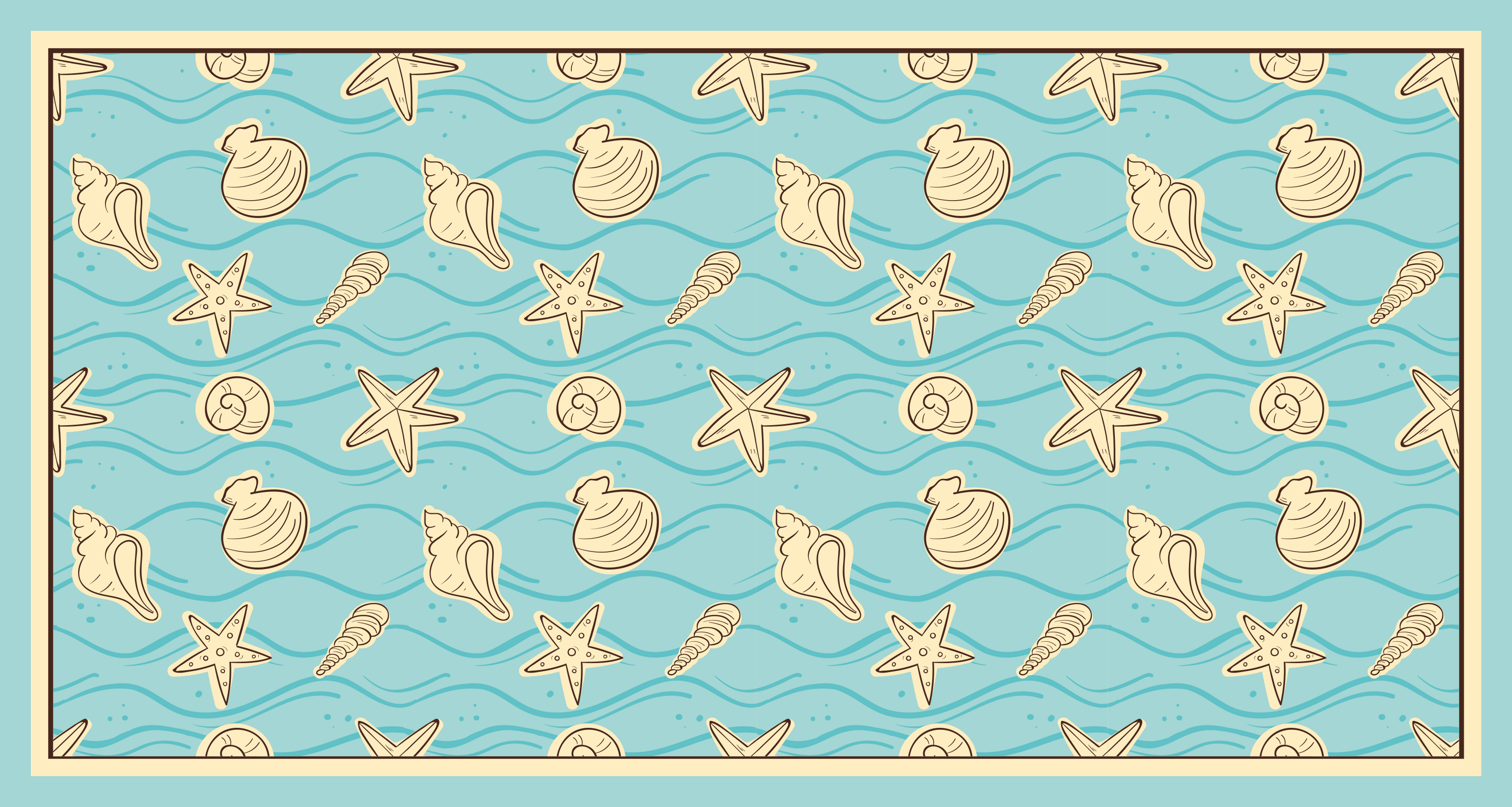 Seashell inspiration bathroom vinyl rug - TenStickers