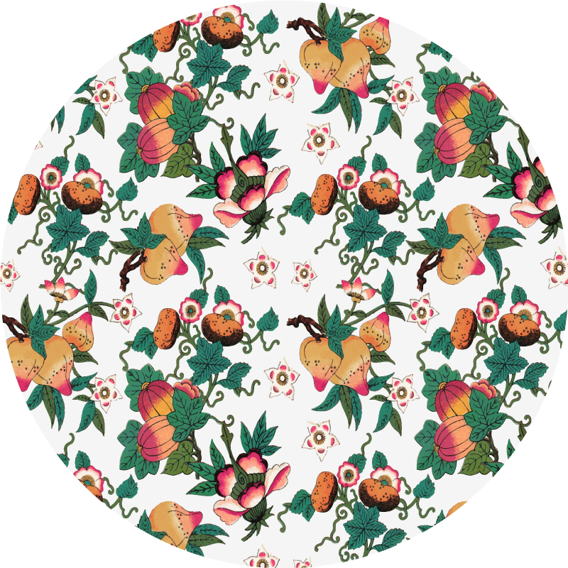 Floral vinyl rug with botanical floral design - TenStickers
