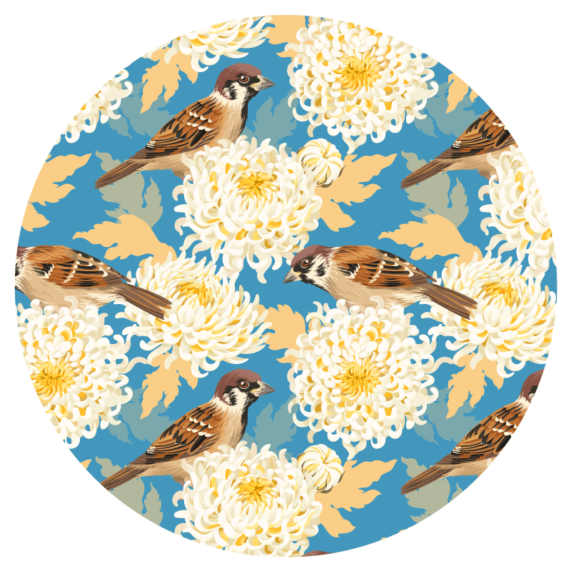Floral vinyl rug sparrow floral design - TenStickers