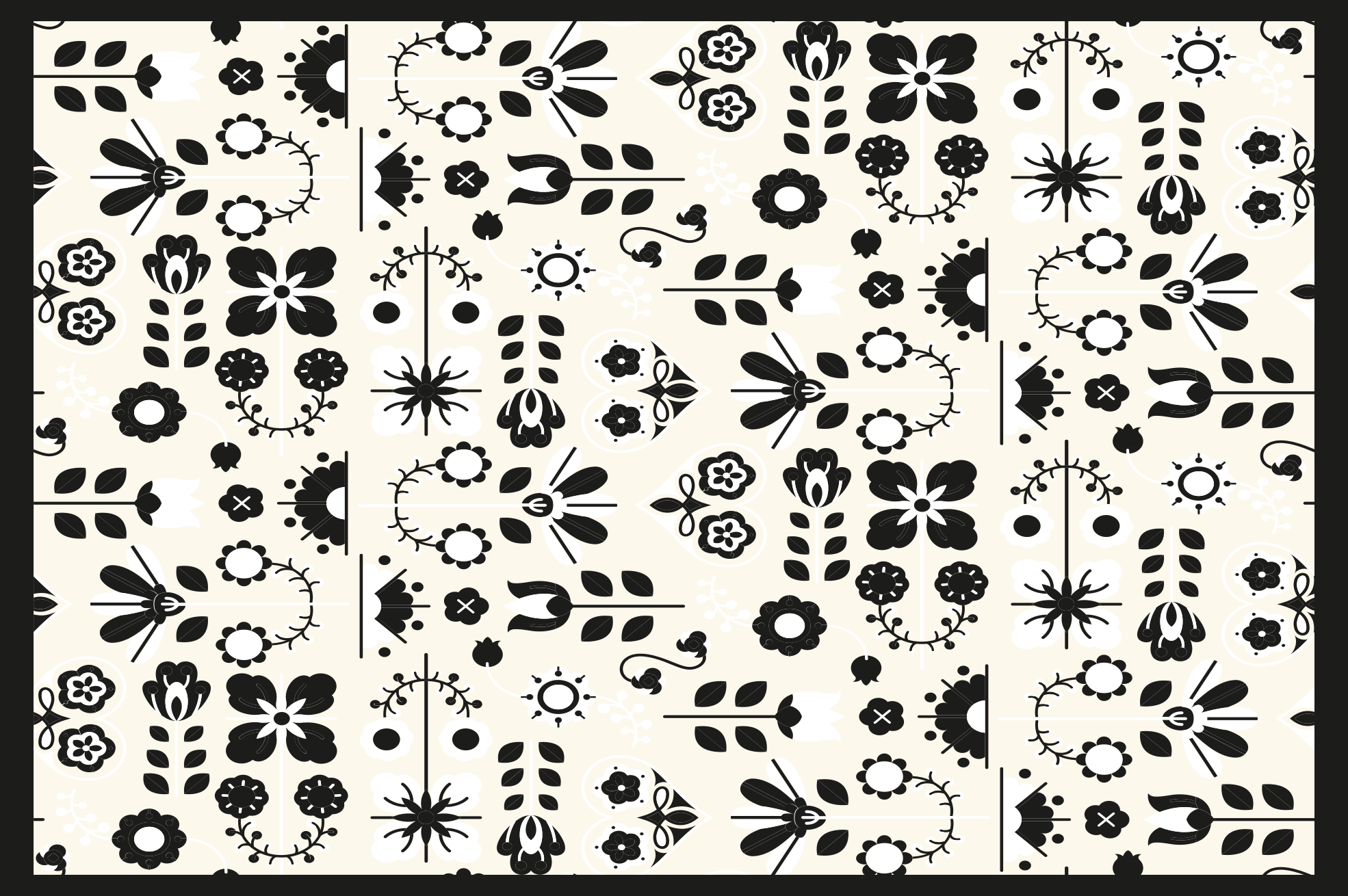 Floral vinyl rug in elegant black floral design - TenStickers