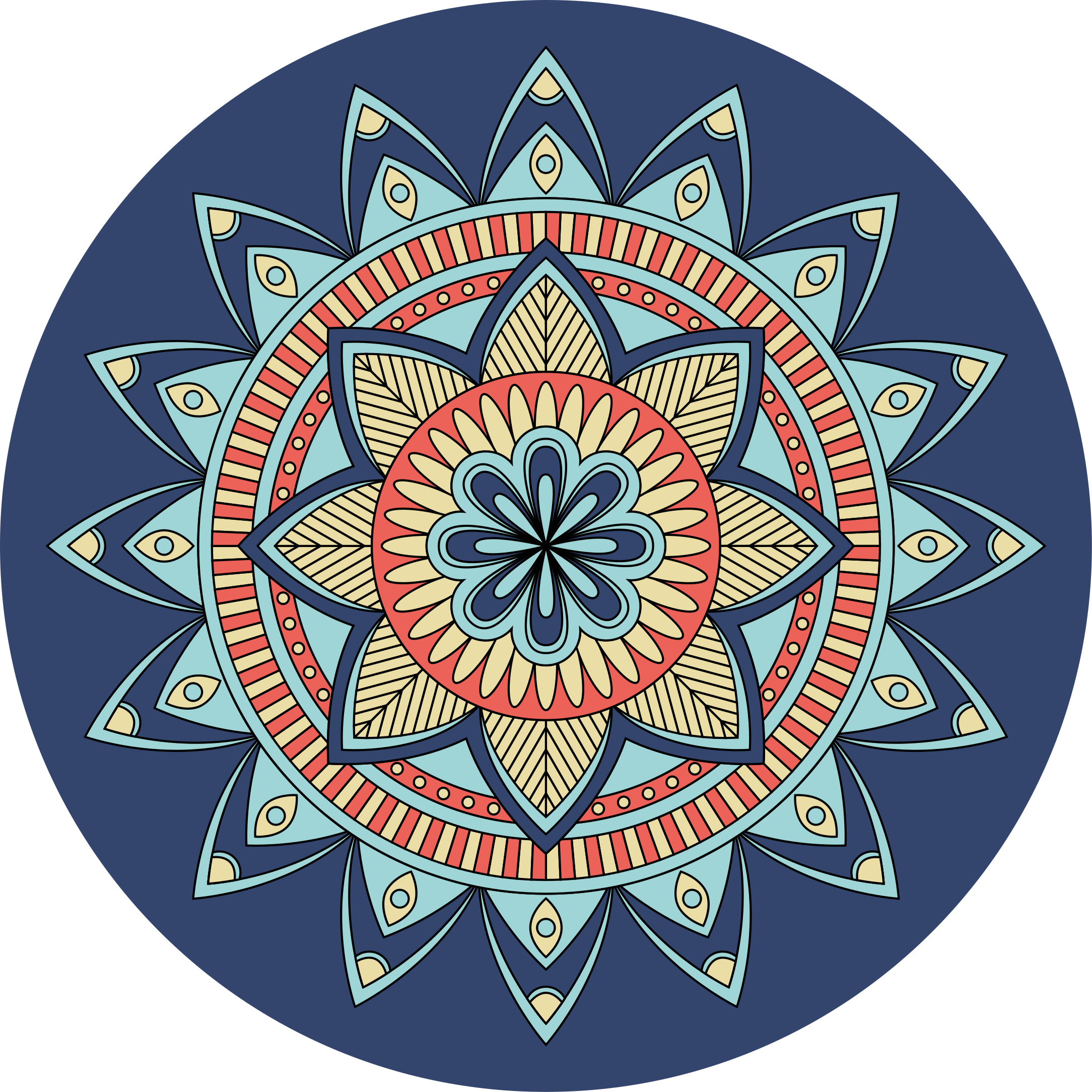 Blue vibrant shades mandala vinyl rug - TenStickers