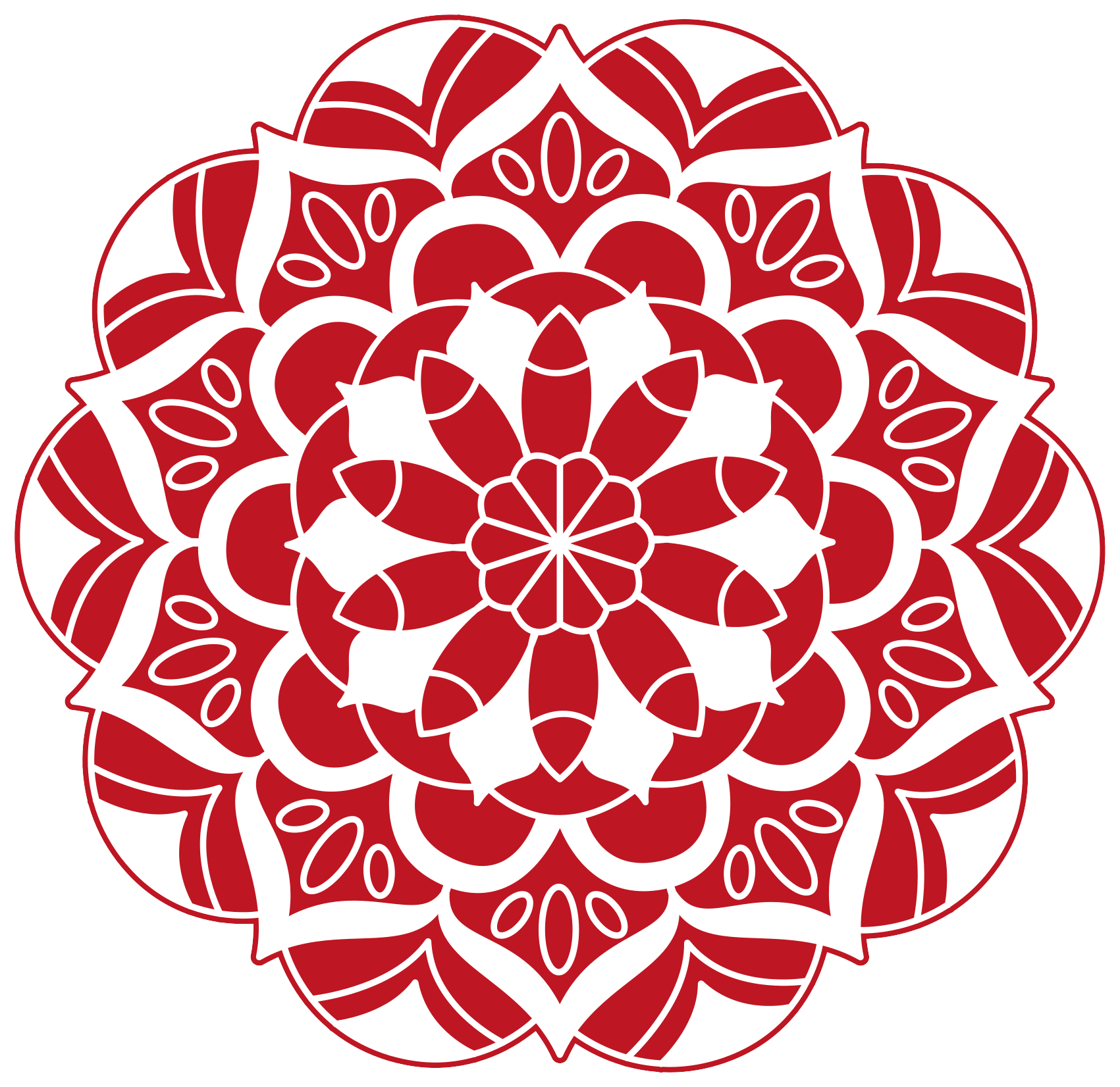 Red Floral Pattern mandala vinyl rug - TenStickers