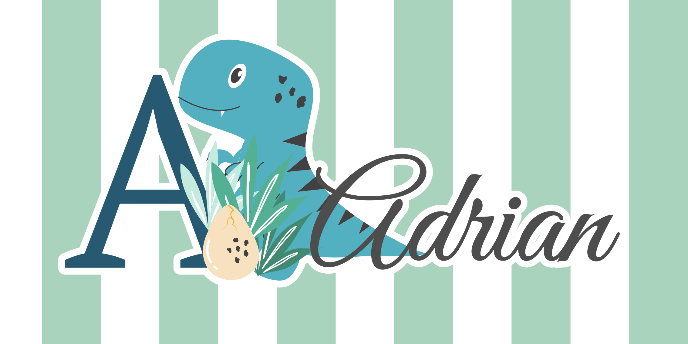 Baby Rex with initial and name nursery vinyl rug - TenStickers