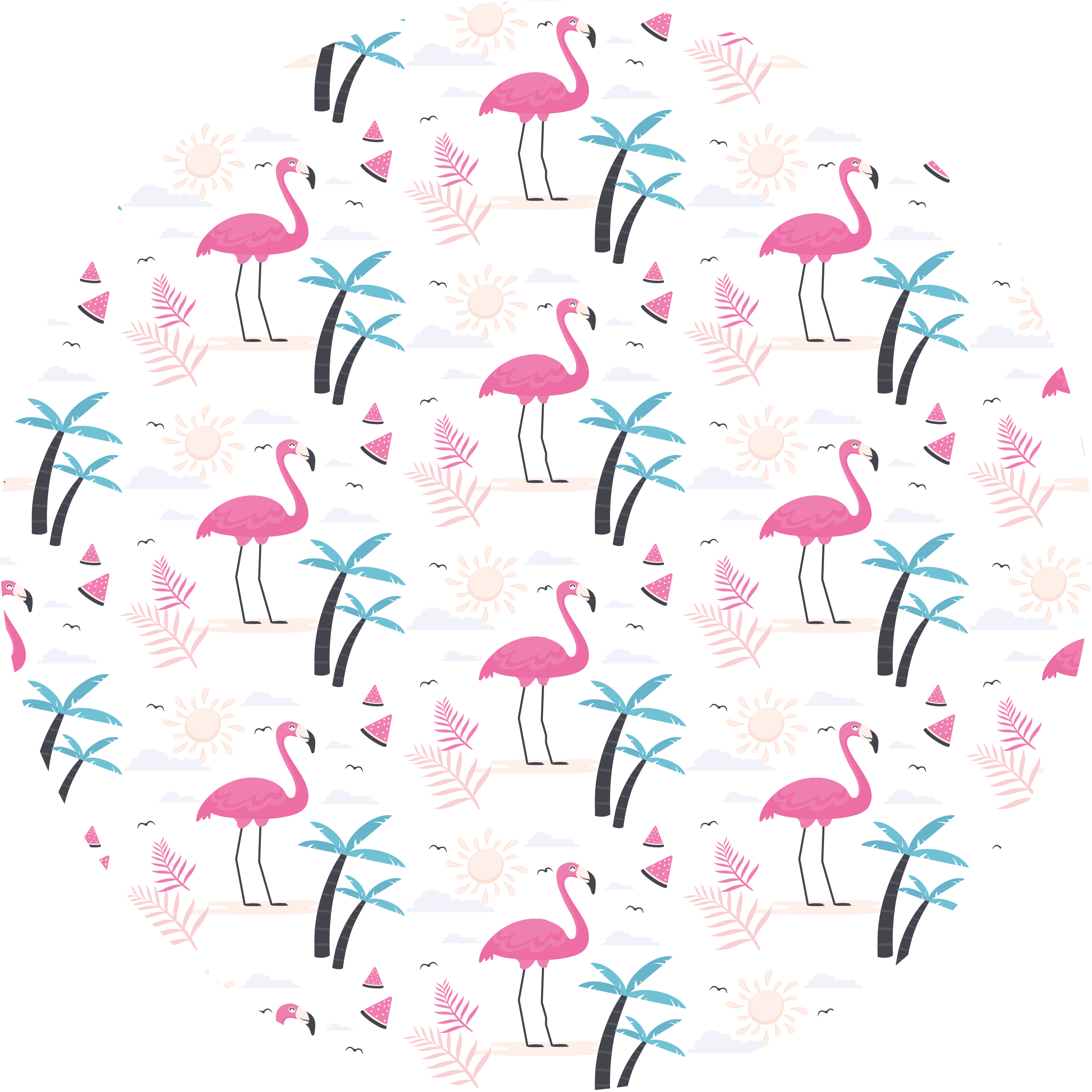 Flamingo tropical scene teen vinyl rug - TenStickers