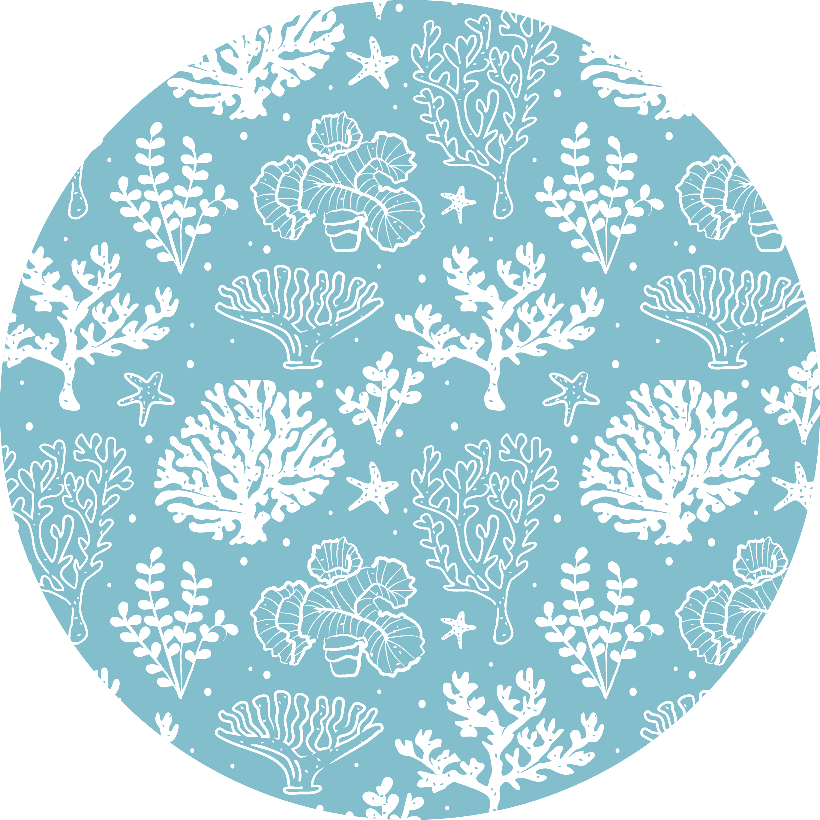 Coral reef motif floral vinyl rug - TenStickers
