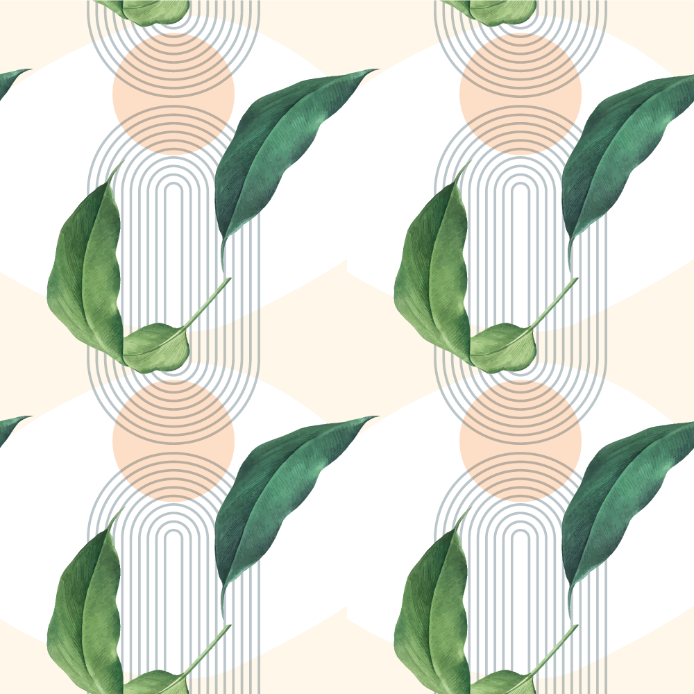 Leafy Geometric Patterns nature vinyl rug - TenStickers