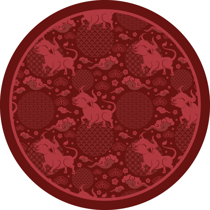 Playful Ox Pattern living room vinyl rug - TenStickers