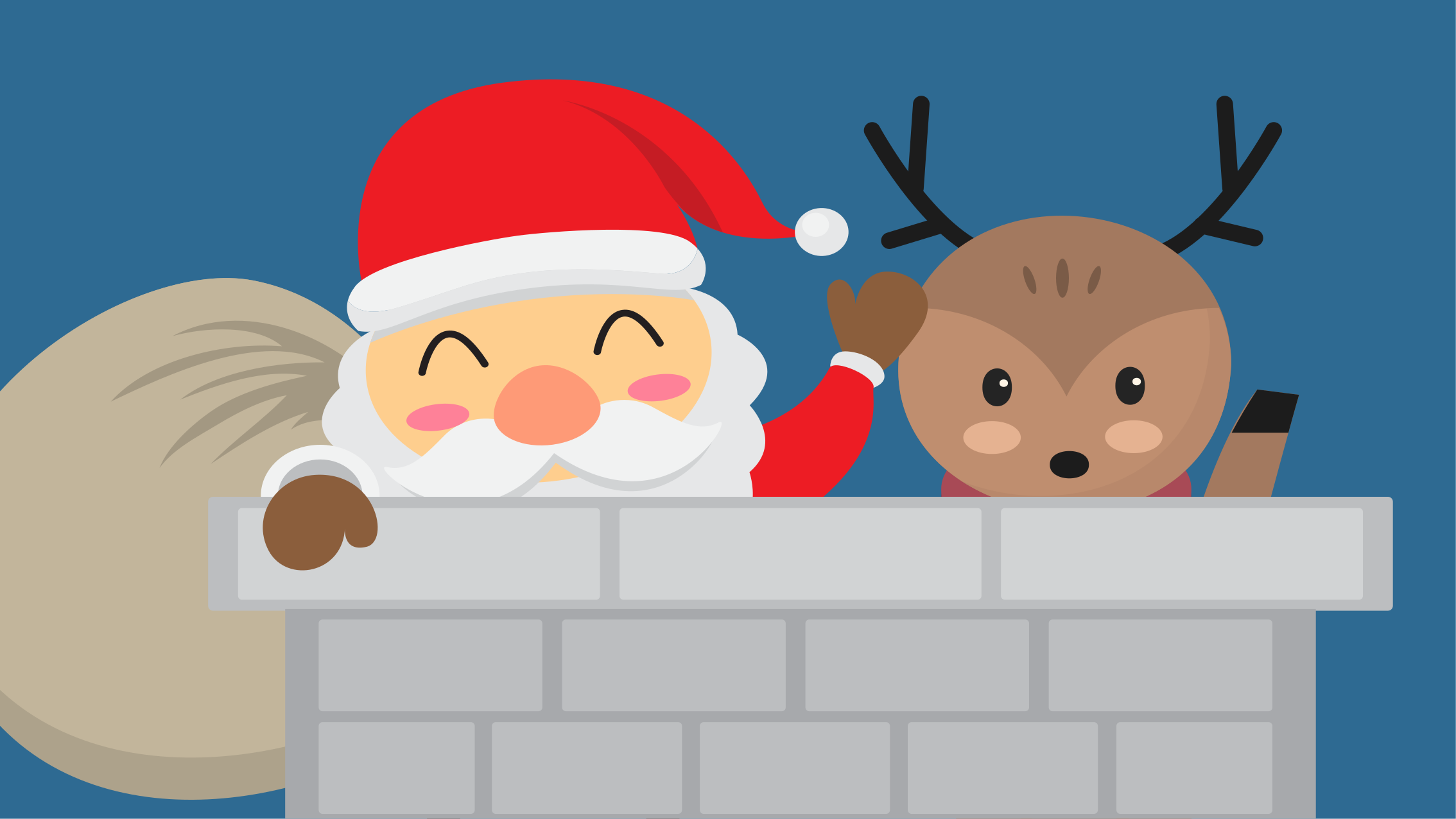 Cheerful Santa Scene Christmas vinyl rug - TenStickers