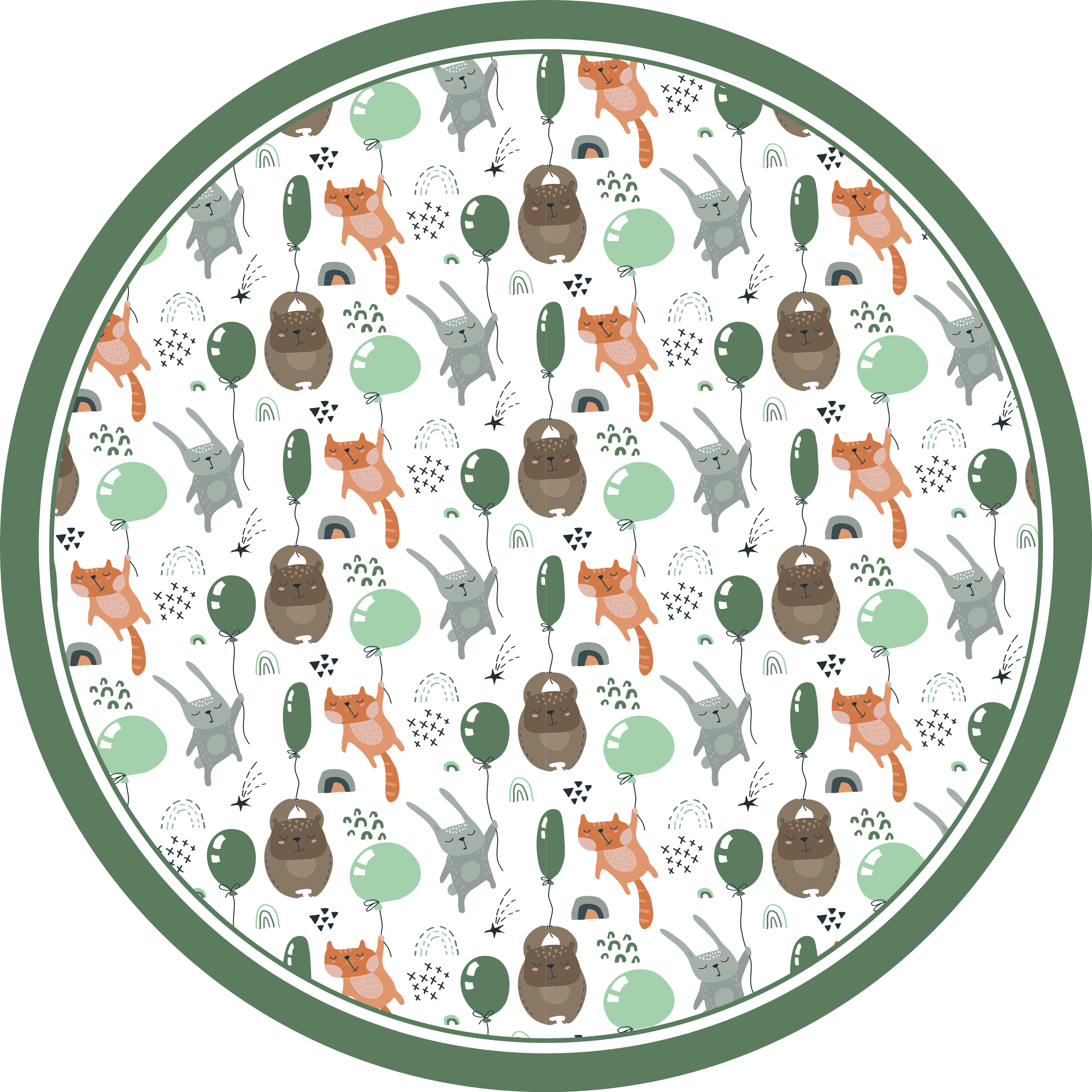 Playful Animal Balloons kids vinyl rug - TenStickers