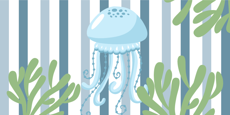 Striped Jellyfish Ocean animal vinyl rug - TenStickers